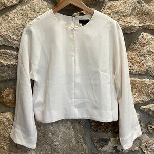 J Crew 365 Ivory Crepe Boxy Crop Tailored Top size 6